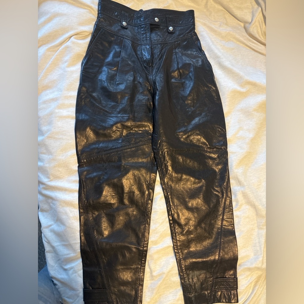 $995 Authentic IRO Paris  Lamb Skin Leather Pants Size FR38 Vintage Look